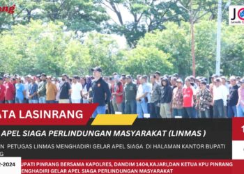 Ratusan Petugas LINMAS Hadiri Apel Siaga Di Halaman Kantor Bupati Pinrang
