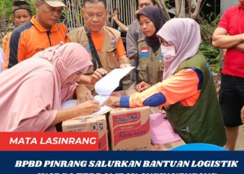 BPBD Pinrang Salurkan Bantuan Logistik Pada Warga Terdampak Angin Kencang di Suppa