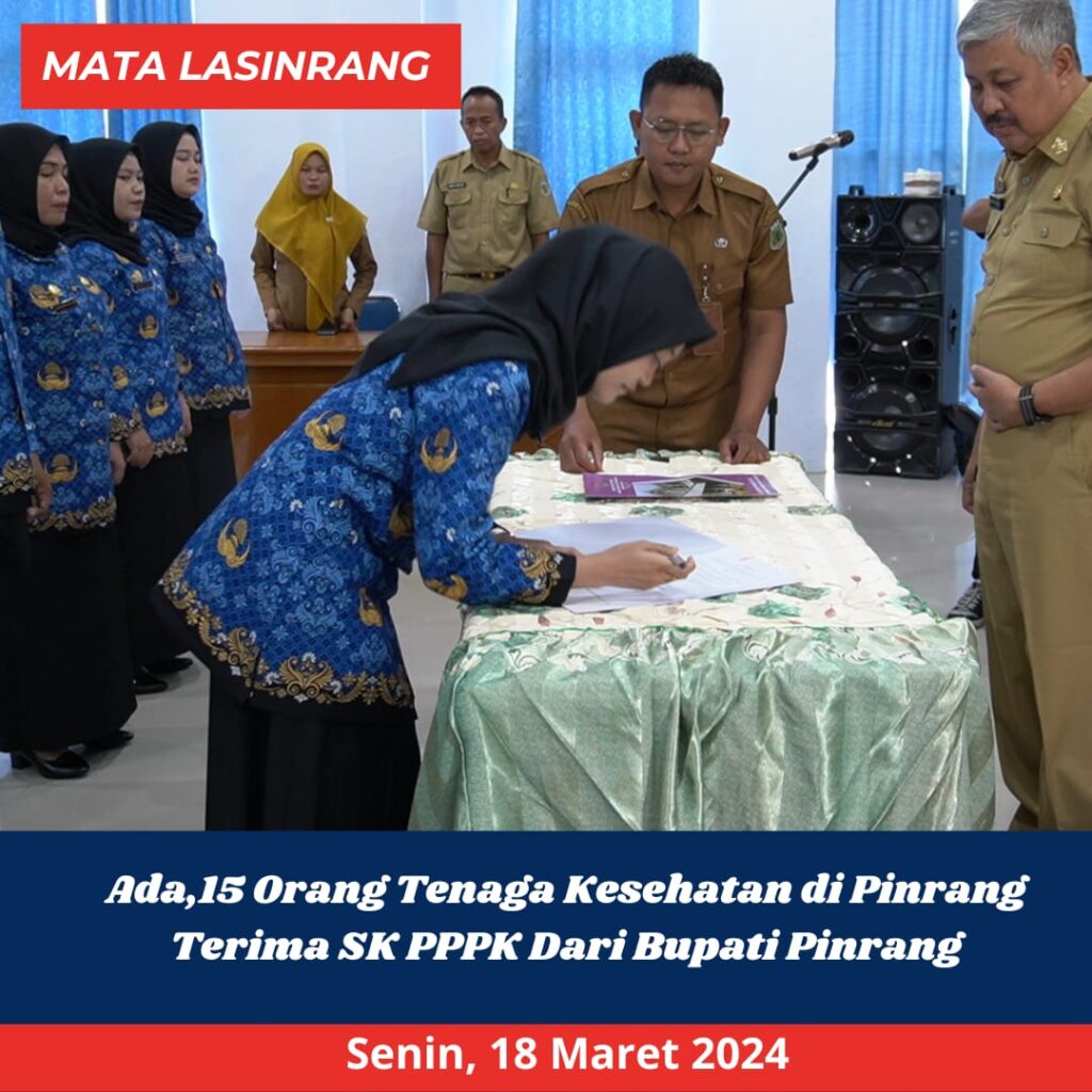 Ada 15 Orang Tenaga Kesehatan di Pinrang Terima SK PPPK Dari Bupati Pinrang