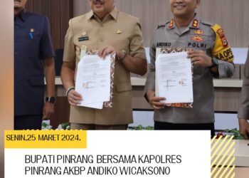 Bupati Irwan Bersama Kapolres Pinrang, Menandatangani NPHD
