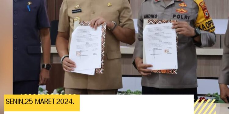 Bupati Irwan Bersama Kapolres Pinrang, Menandatangani NPHD