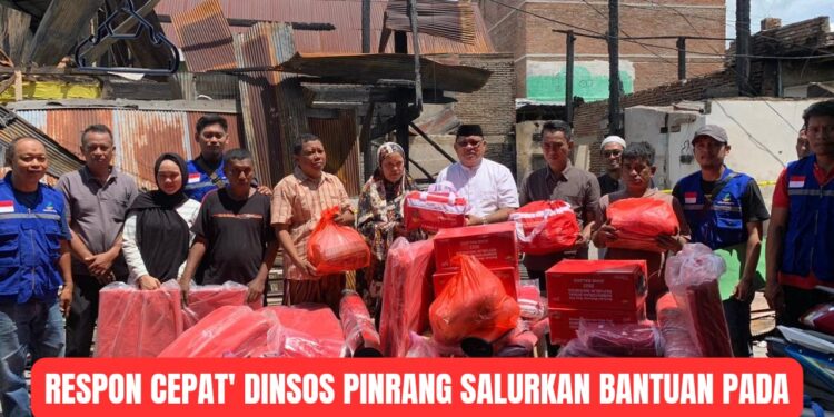 DINSOS PINRANG SALURKAN BANTUAN WARGA TERDAMPAK BENCANA KEBAKARAN