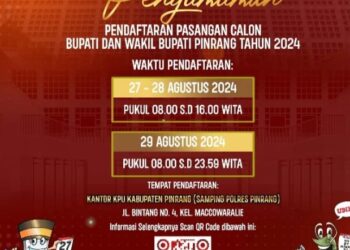 KPU Pinrang Keluarkan Pengumuman, Jelang Pendaftaran Bakal Calon Bupati Dan Wakil Bupati Pinrang