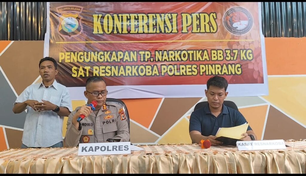 Satresnarkoba Polres Pinrang Gagalkan Peredaran Sabu Seberat 3,7 Kilogram.