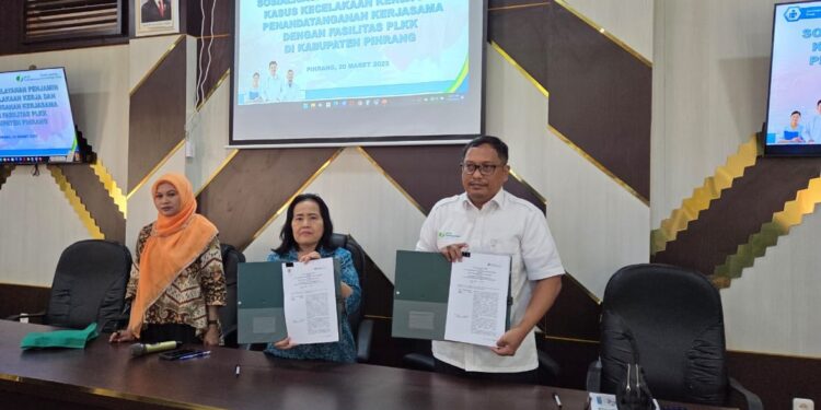 Sosialisasi dan Penandatanganan Kerjasama Tingkatkan Penjaminan Kecelakaan Kerja di Pinrang