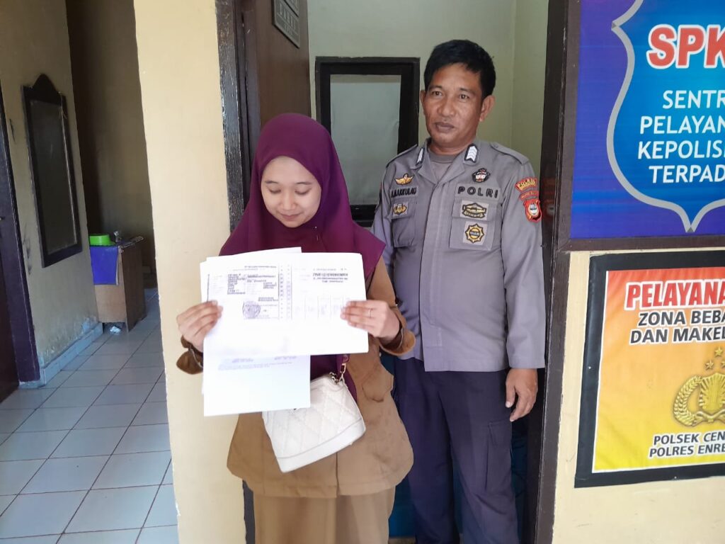 STNK Hilang, Nurul Sabrina S.Kep Apresiasi Respons Cepat dan Ramah Polsek Cendana