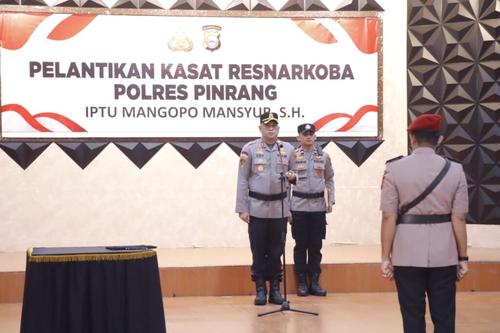Kapolres Pinrang Resmi Melantik IPTU Mangopo Mansyur. S. H Sebagai Kasat Resnarkoba