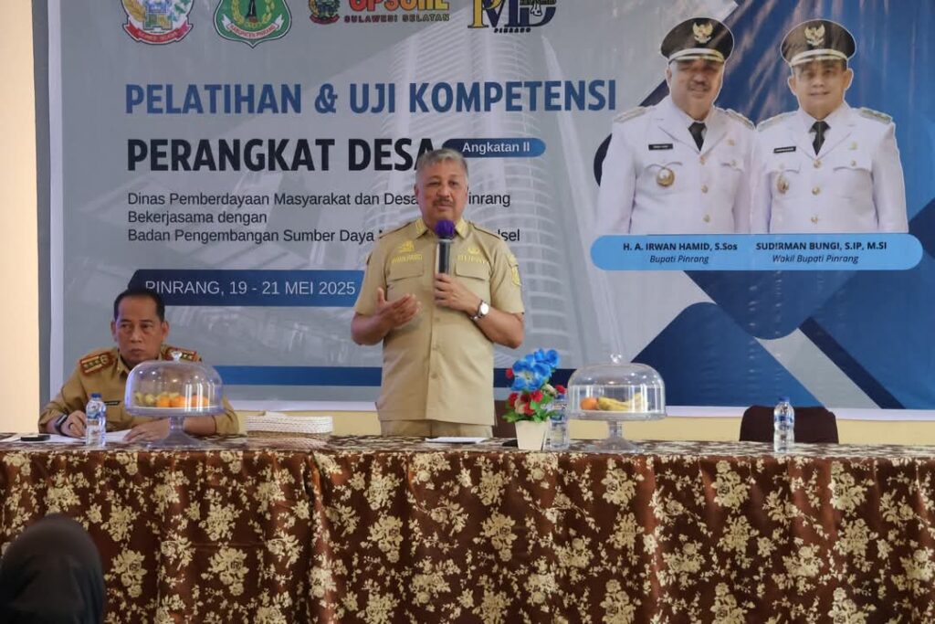 Bupati Pinrang Resmi Membuka Pelatihan dan Uji Kompetensi Perangkat Desa Angkatan II