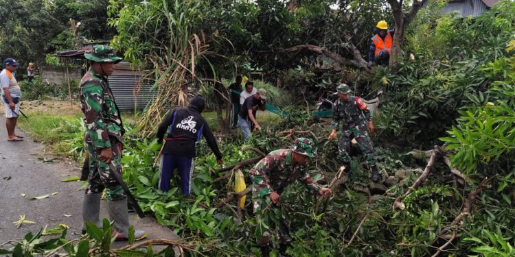 ‎TNI Koramil Duampanua Peduli, Amankan Poros Galung–Serang dari Ancaman Ranting dan Kabel Listrik