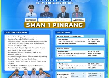 SMAN 1 Pinrang Buka 432 Kuota Siswa Baru