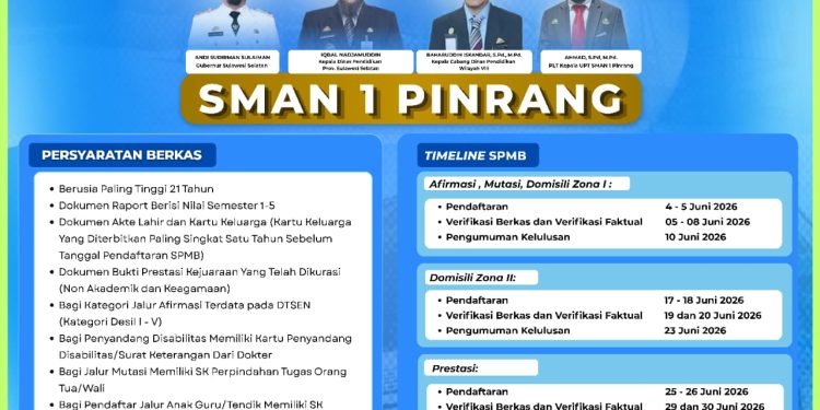 SMAN 1 Pinrang Buka 432 Kuota Siswa Baru